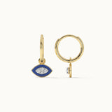 Cera Evil Eye Small Hoops, 14K Gold Vermeil, 1/8 ct Lab Grown Diamond-7
