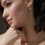 Cera Evil Eye Small Hoops, 14K Gold Vermeil, 1/8 ct Lab Grown Diamond-2