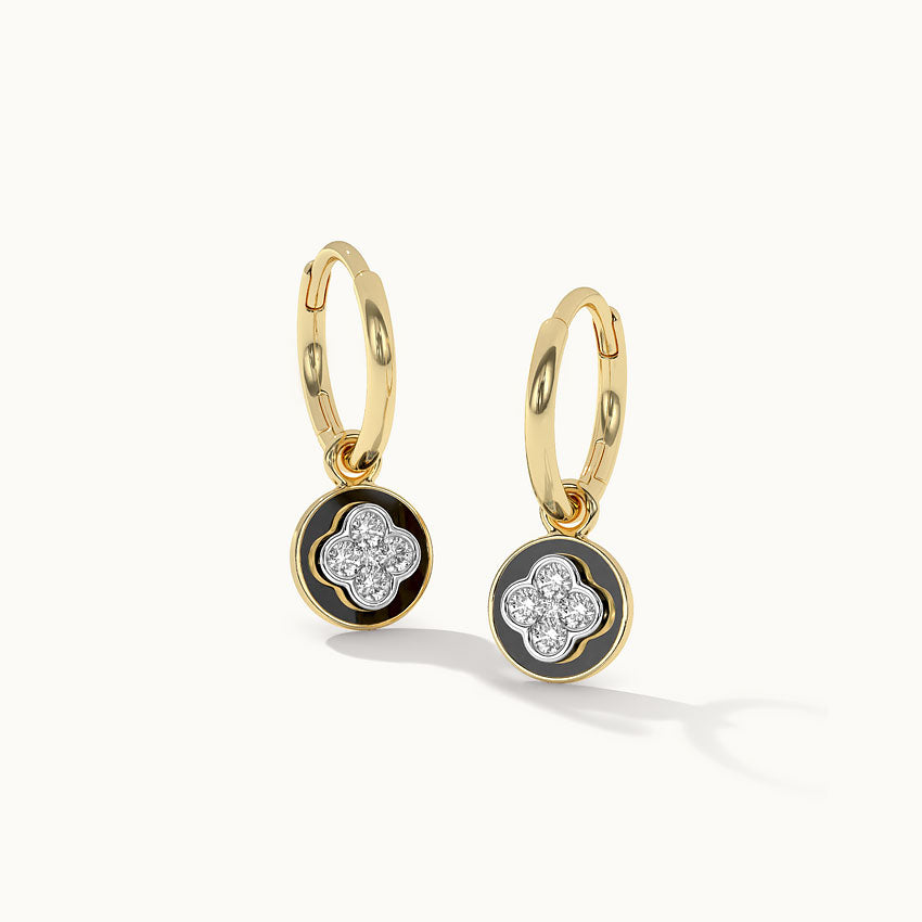 Cera Clover Small Hoops, 14K Solid Gold, 1/4 ct Lab Grown Diamond-3