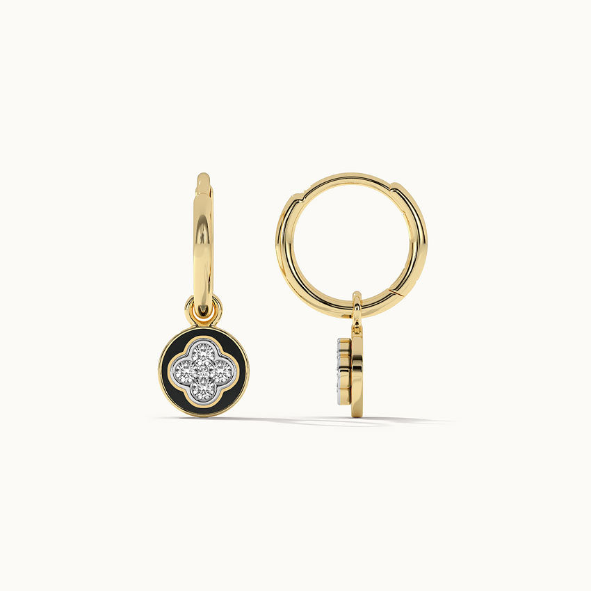 Cera Clover Small Hoops, 14K Solid Gold, 1/4 ct Lab Grown Diamond-7