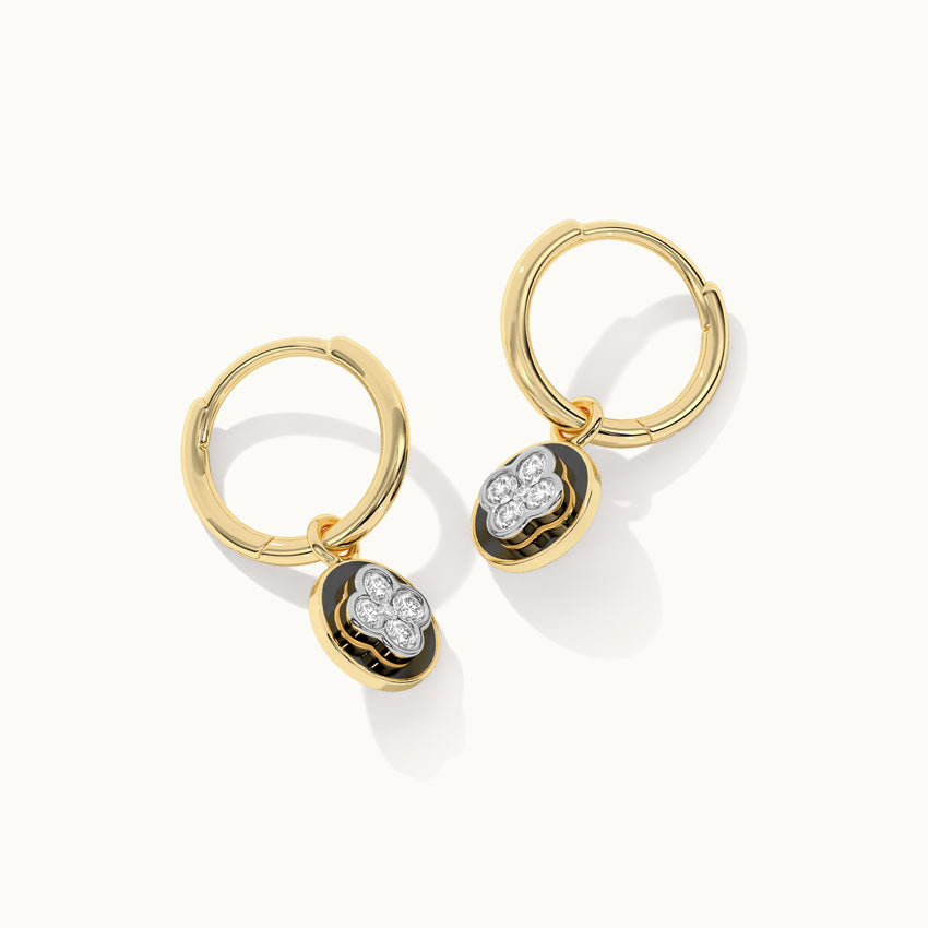 Cera Clover Small Hoops, 14K Solid Gold, 1/4 ct Lab Grown Diamond-8