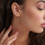 Cera Clover Small Hoops, 14K Solid Gold, 1/4 ct Lab Grown Diamond-2