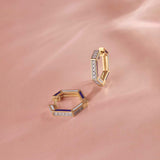Cera Hexa Hoops, 14K Solid Gold, 1/4 ct Lab Grown Diamond-1