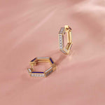 Cera Hexa Hoops, 14K Solid Gold, 1/4 ct Lab Grown Diamond-4