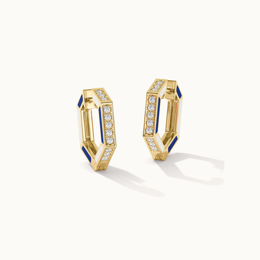 Cera Hexa Hoops, 14K Solid Gold, 1/4 ct Lab Grown Diamond-3