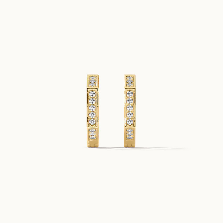 Cera Hexa Hoops, 14K Solid Gold, 1/4 ct Lab Grown Diamond-5