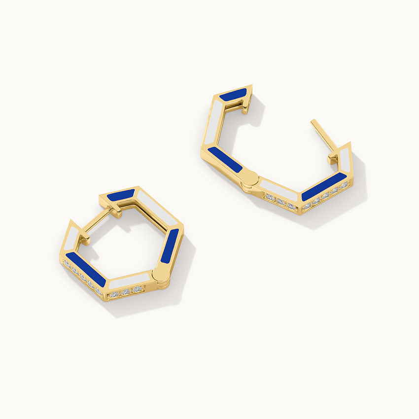 Cera Hexa Hoops, 14K Solid Gold, 1/4 ct Lab Grown Diamond-6