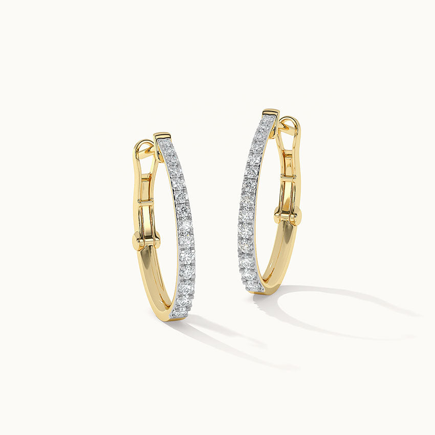 Sleek Pave Medium Hoops, 10K Solid Gold, 1/2 ct Lab Grown Diamond-3