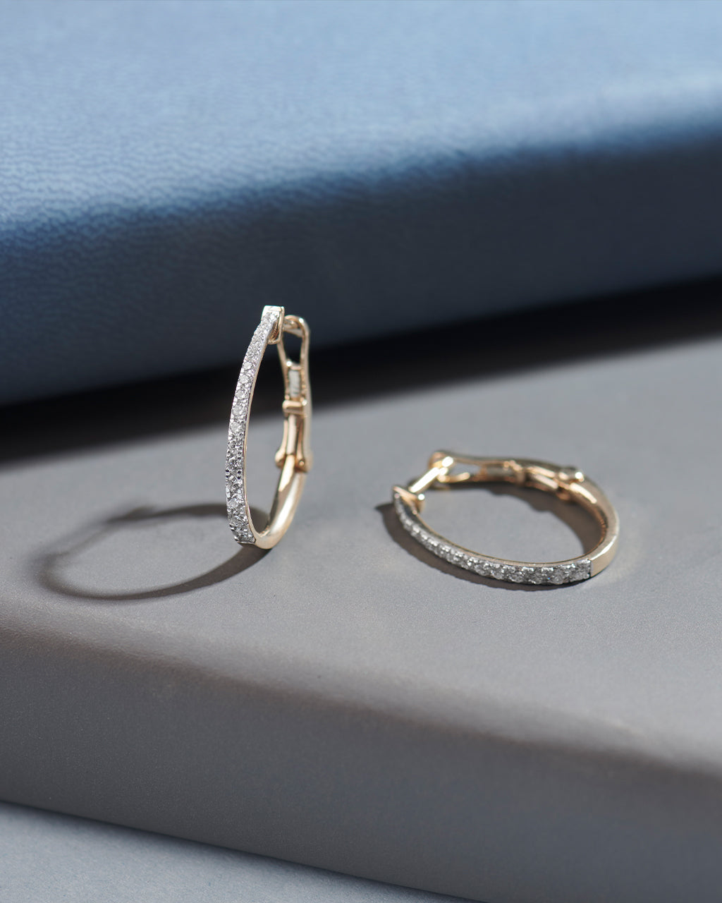 Sleek Pave Medium Hoops, 10K Solid Gold, 1/2 ct Lab Grown Diamond-5