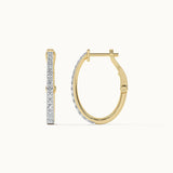 Sleek Pave Medium Hoops, 10K Solid Gold, 1/2 ct Lab Grown Diamond-6