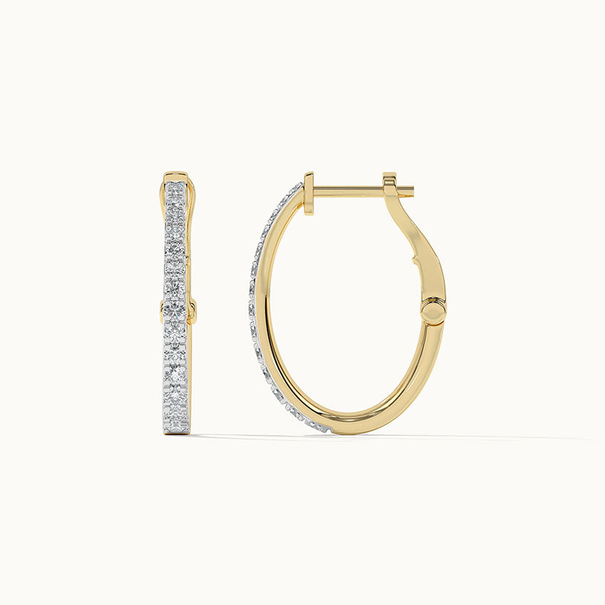 Sleek Pave Medium Hoops, 10K Solid Gold, 1/2 ct Lab Grown Diamond-6