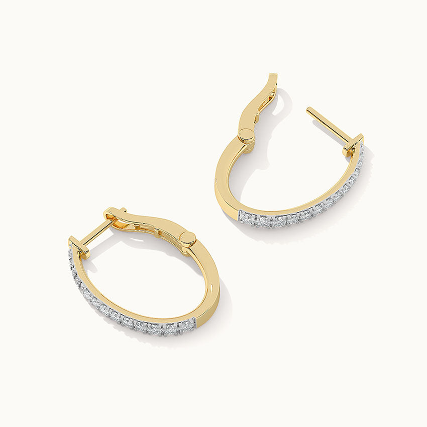 Sleek Pave Medium Hoops, 10K Solid Gold, 1/2 ct Lab Grown Diamond-7