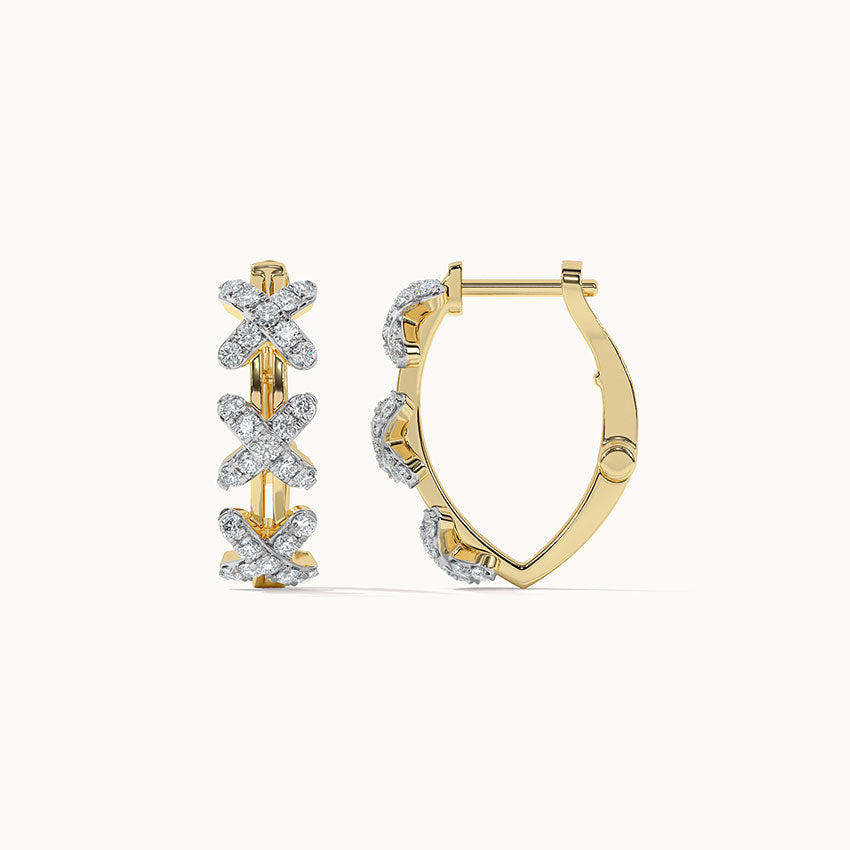 Criss Cross Medium Hoops, 10K Solid Gold, 1/2 ct Lab Grown Diamond-7