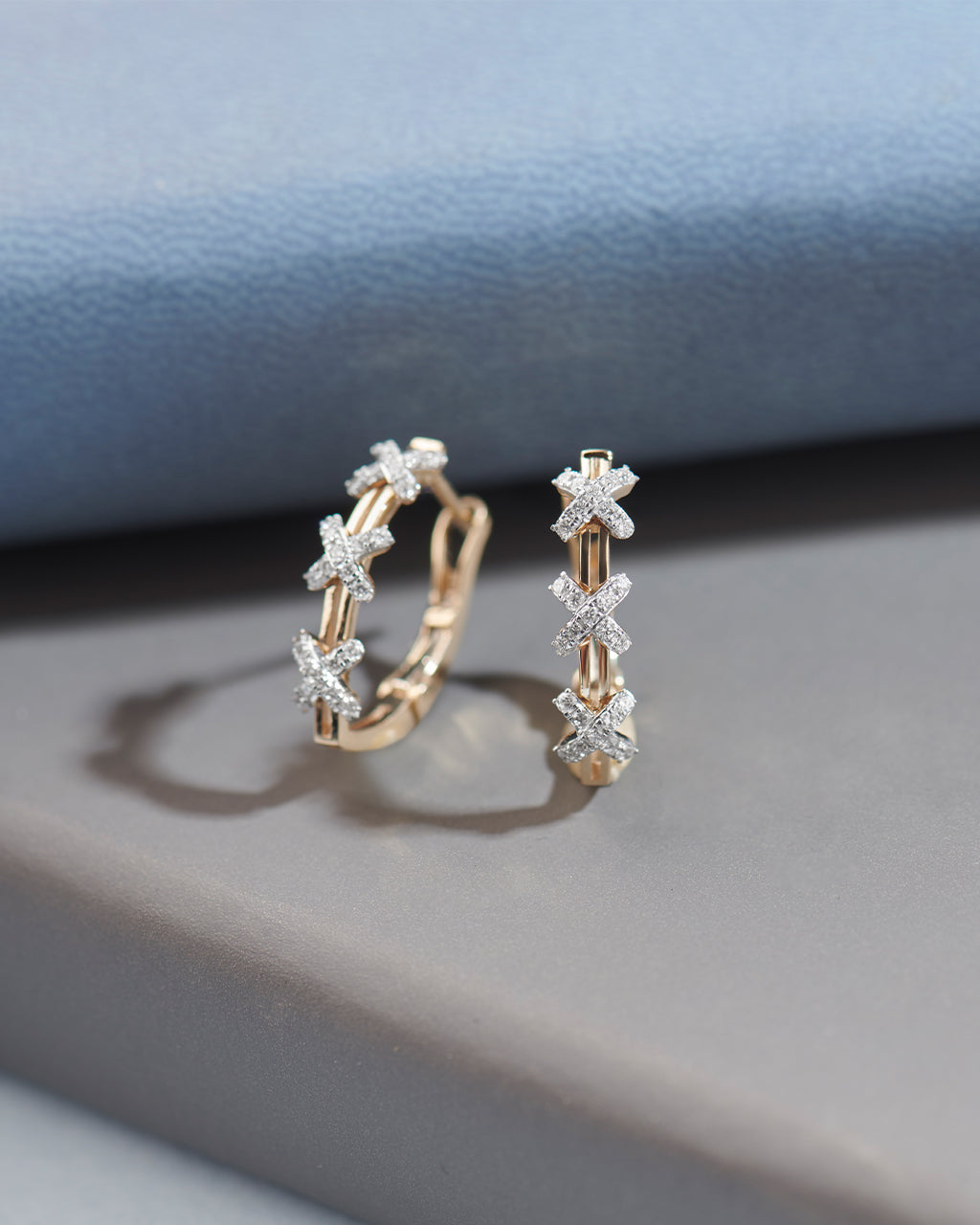 Criss Cross Medium Hoops, 10K Solid Gold, 1/2 ct Lab Grown Diamond-6