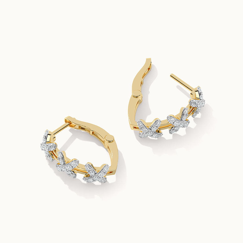 Criss Cross Medium Hoops, 10K Solid Gold, 1/2 ct Lab Grown Diamond-8