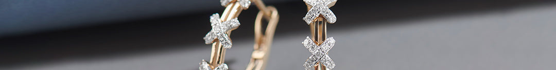 Criss Cross Medium Hoops, 10K Solid Gold, 1/2 ct Lab Grown Diamond-1