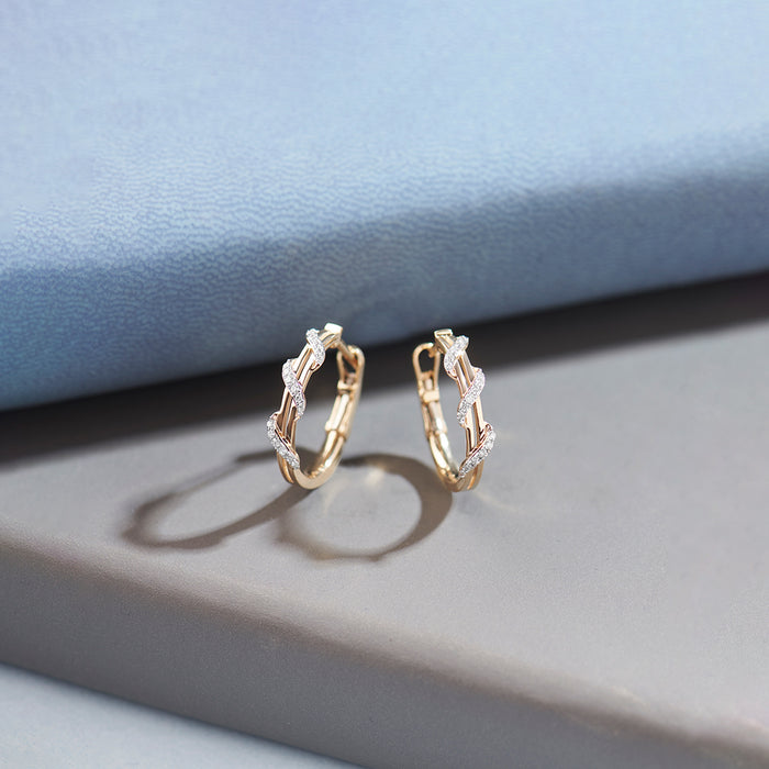 Coiled Medium Hoops, 10K Solid Gold, 1/4 ct Lab Grown Diamond-1