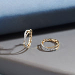 Cross Over Medium Hoops, 10K Solid Gold, 1/4 ct Lab Grown Diamond-1