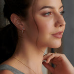 Cross Over Medium Hoops, 10K Solid Gold, 1/4 ct Lab Grown Diamond-4