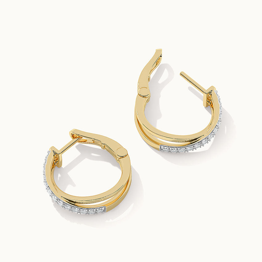 Cross Over Medium Hoops, 10K Solid Gold, 1/4 ct Lab Grown Diamond-7