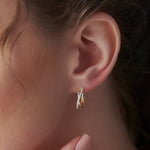 Cross Over Medium Hoops, 10K Solid Gold, 1/4 ct Lab Grown Diamond-2