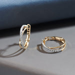 Cross Over Medium Hoops, 10K Solid Gold, 1/4 ct Lab Grown Diamond-5