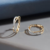 Cross Over Medium Hoops, 10K Solid Gold, 1/4 ct Lab Grown Diamond-5
