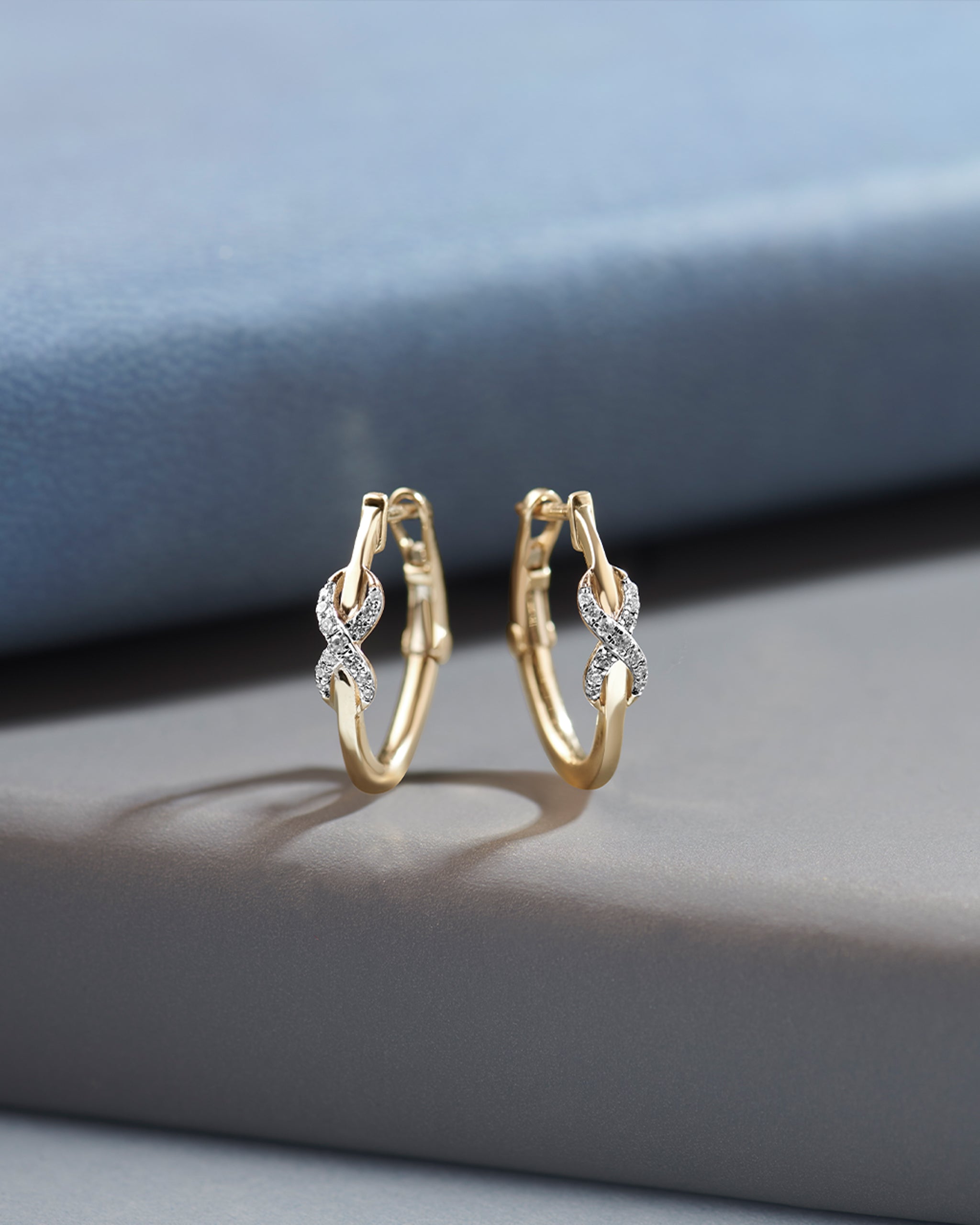 Wrapped Infinity Diamond Hoops, 10K Solid Gold, 1/5 ct Lab Grown Diamond-5