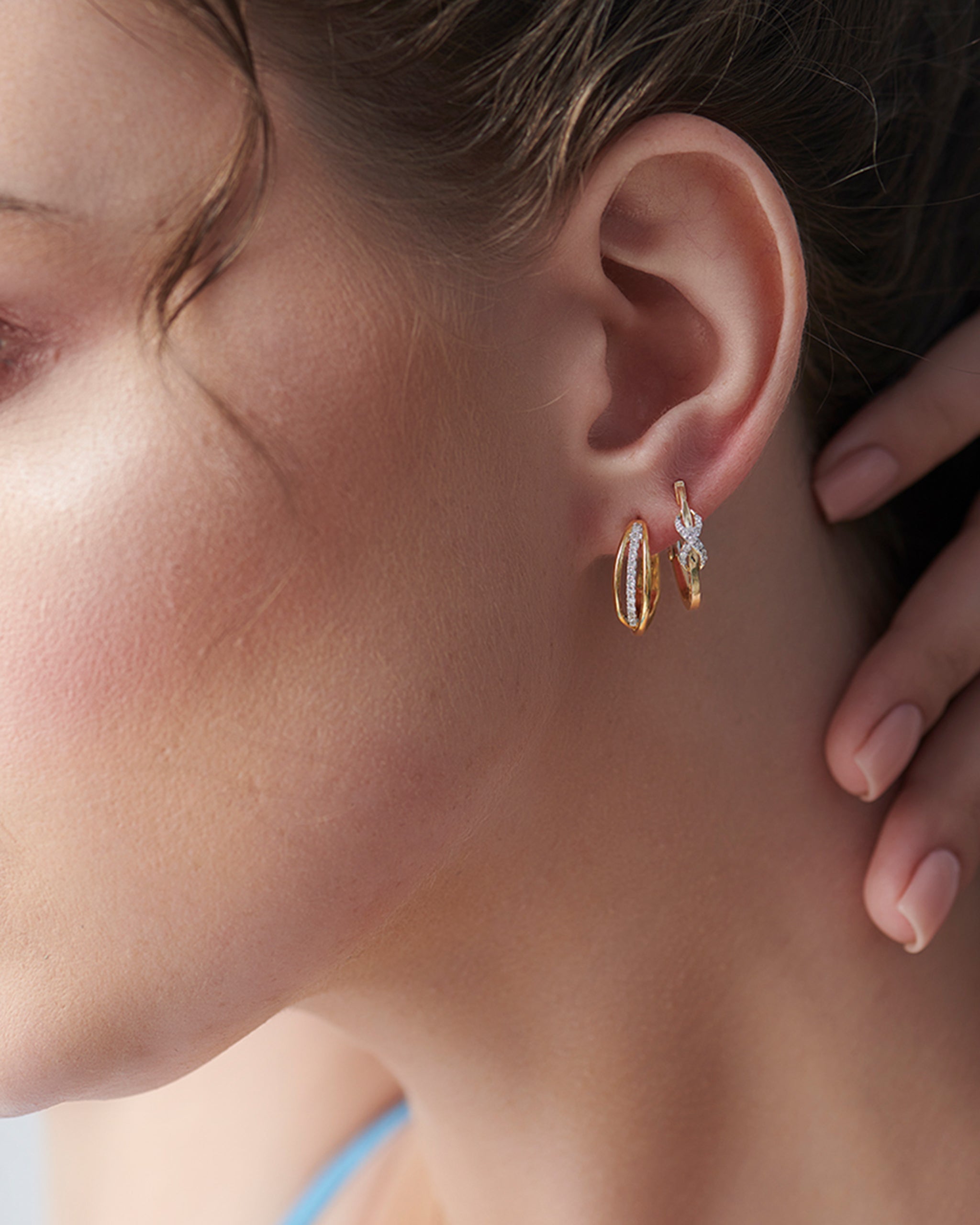 Wrapped Infinity Diamond Hoops, 10K Solid Gold, 1/5 ct Lab Grown Diamond-2