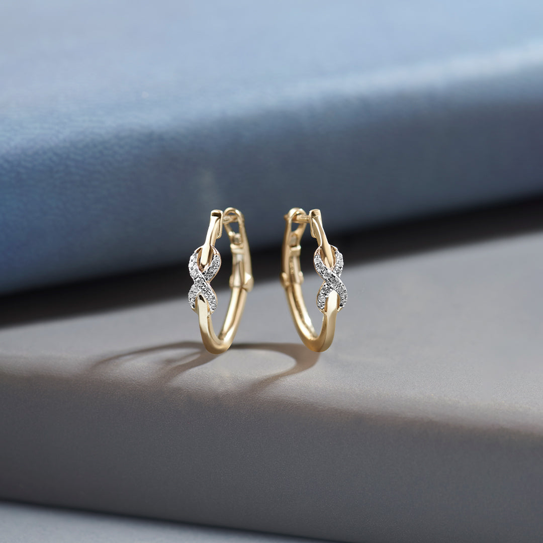 Wrapped Infinity Diamond Hoops, 10K Solid Gold, 1/5 ct Lab Grown Diamond-1