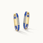 Blue Cera Ovate Diamond Hoops, 14K Gold Vermeil, 1/4 ct Lab Grown Diamond-5