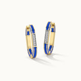 Blue Cera Ovate Diamond Hoops, 14K Gold Vermeil, 1/4 ct Lab Grown Diamond-5