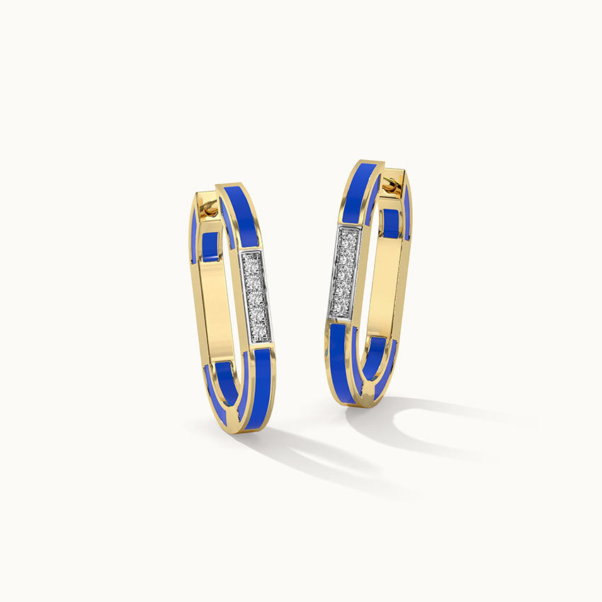 Blue Cera Ovate Diamond Hoops, 14K Gold Vermeil, 1/4 ct Lab Grown Diamond-5