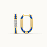 Blue Cera Ovate Diamond Hoops, 14K Gold Vermeil, 1/4 ct Lab Grown Diamond-6