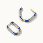 Blue Cera Ovate Diamond Hoops, 14K Gold Vermeil, 1/4 ct Lab Grown Diamond-7