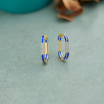 Blue Cera Ovate Diamond Hoops, 14K Solid Gold, 1/4 ct Lab Grown Diamond-1