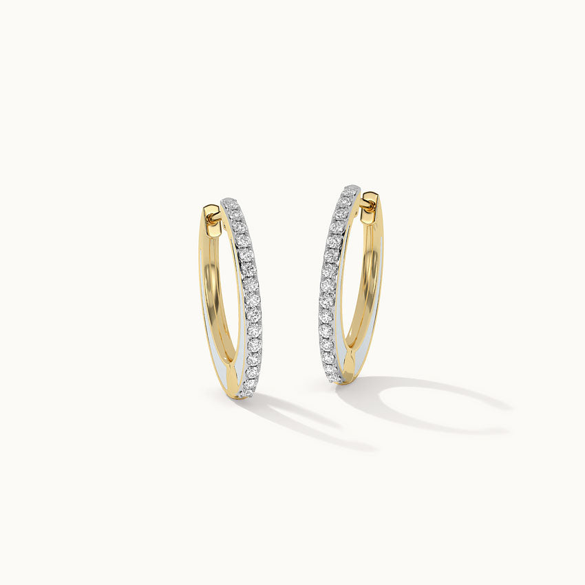 Cera Oval Hoops, 14K Solid Gold, 1/4 ct Lab Grown Diamond-3