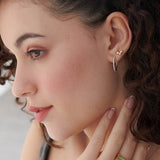 Cera Oval Hoops, 14K Solid Gold, 1/4 ct Lab Grown Diamond-5