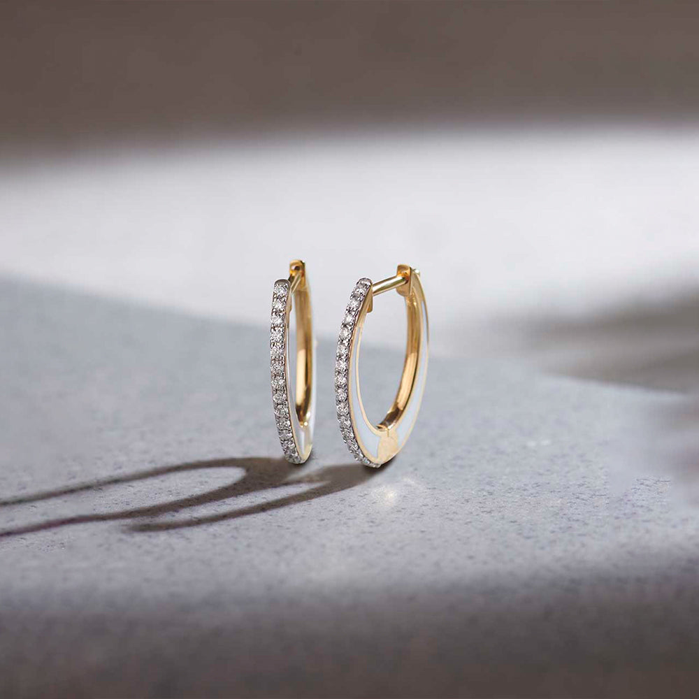 Cera Oval Hoops, 14K Solid Gold, 1/4 ct Lab Grown Diamond-1