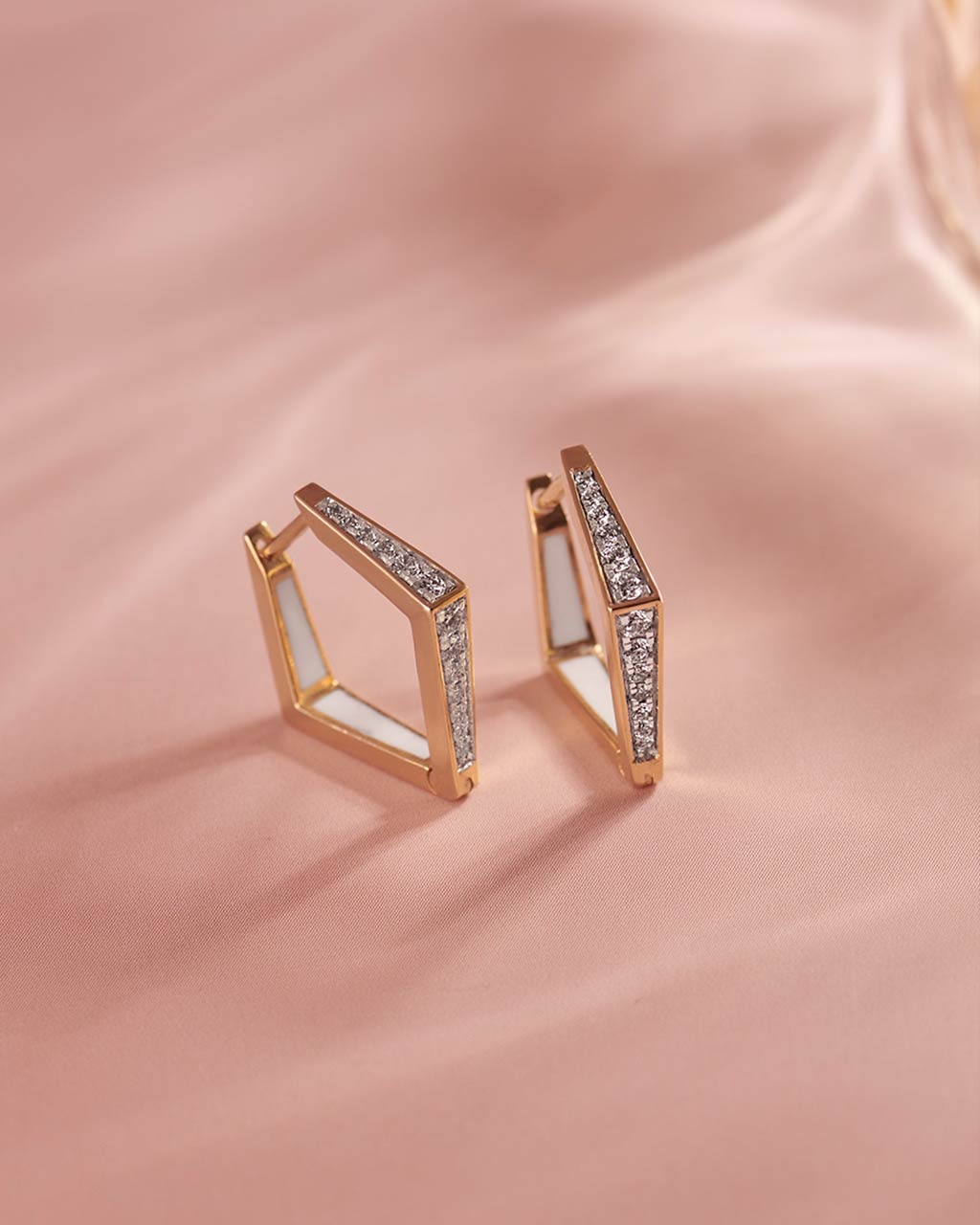 Cera Kite Hoops, 14K Gold Vermeil, 1/4 ct Lab Grown Diamond-6