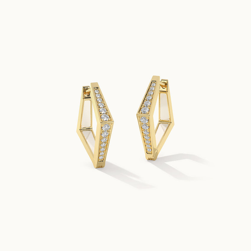 Kite Hoop Earrings|14K Gold Vermeil Lab Grown Diamond |HYOU