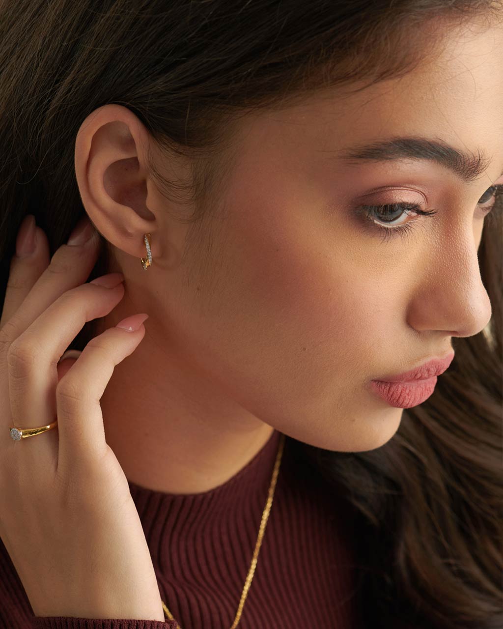 Entwine Diamond Hoops, 14K Solid Gold, 1/5 ct Lab Grown Diamond-2