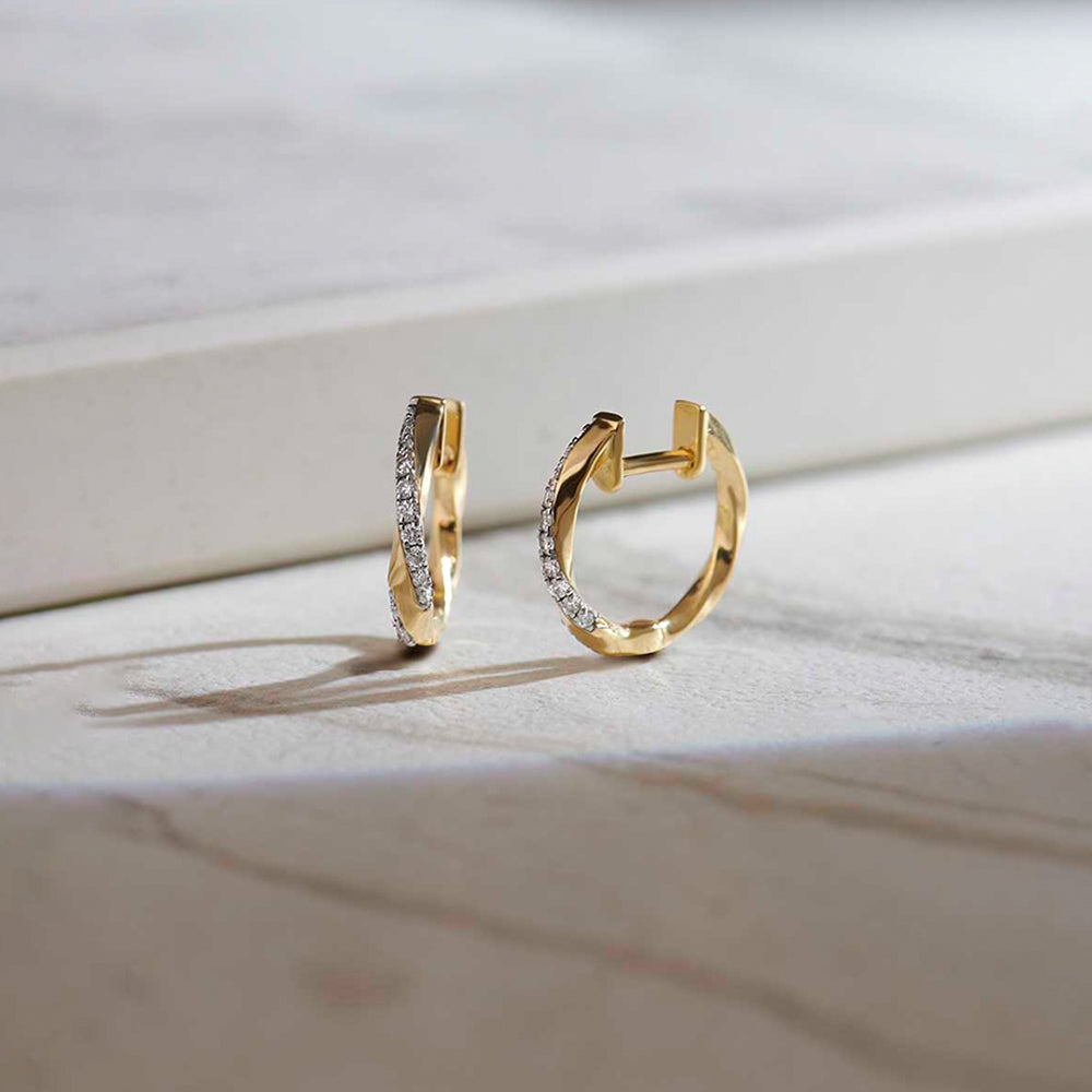 Entwine Diamond Hoops, 14K Solid Gold, 1/5 ct Lab Grown Diamond-1