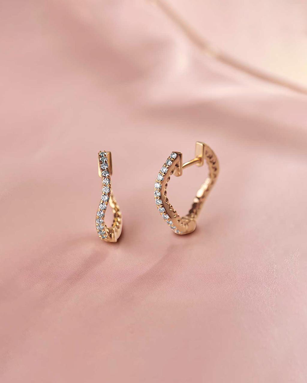 Molten Ovate Diamond Hoops, 14K Solid Gold, 1/5 ct Lab Grown Diamond-5