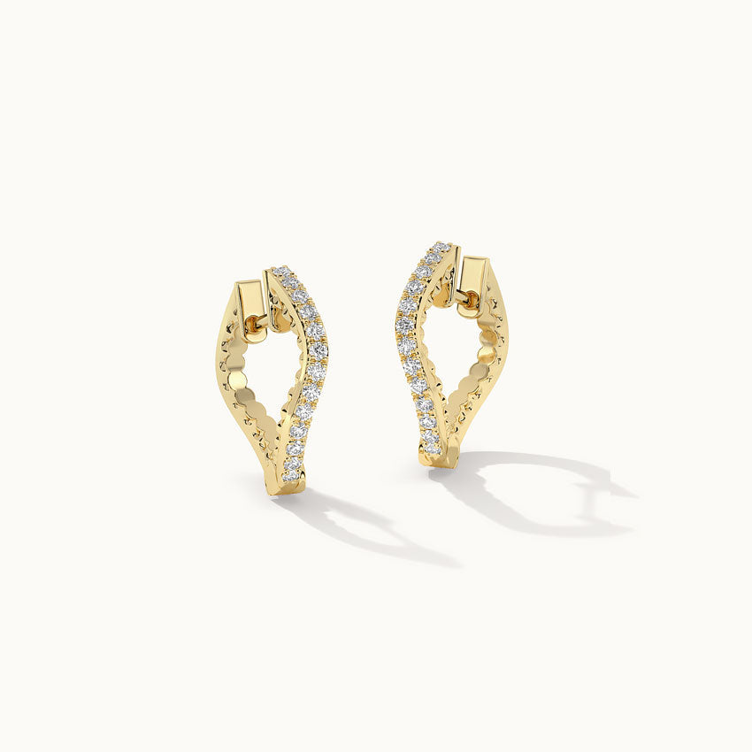 Molten Ovate Diamond Hoops, 14K Solid Gold, 1/5 ct Lab Grown Diamond-3