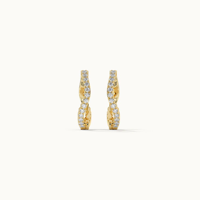 Molten Ovate Diamond Hoops, 14K Solid Gold, 1/5 ct Lab Grown Diamond-6