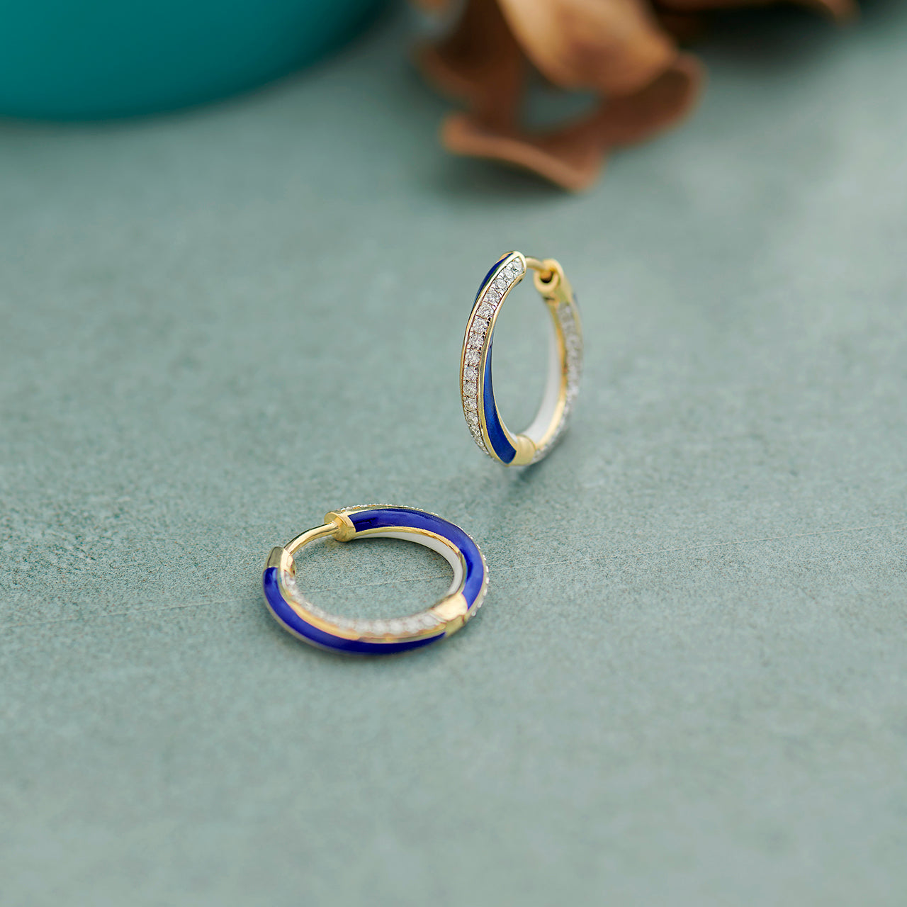 Twisted Blue Cera Diamond Hoops, 14K Gold Vermeil, 1/2 ct Lab Grown Diamond-1