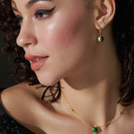 Harmony Pearl Malachite Small Hoops, 14K Gold Vermeil-5