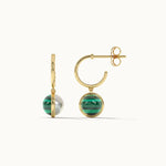 Harmony Pearl Malachite Small Hoops, 14K Gold Vermeil-7