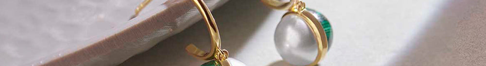 Harmony Pearl Malachite Small Hoops, 14K Gold Vermeil-1
